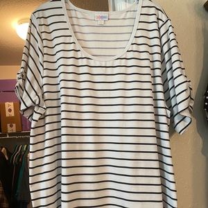 Cream and black stripe Morgan top 3XL